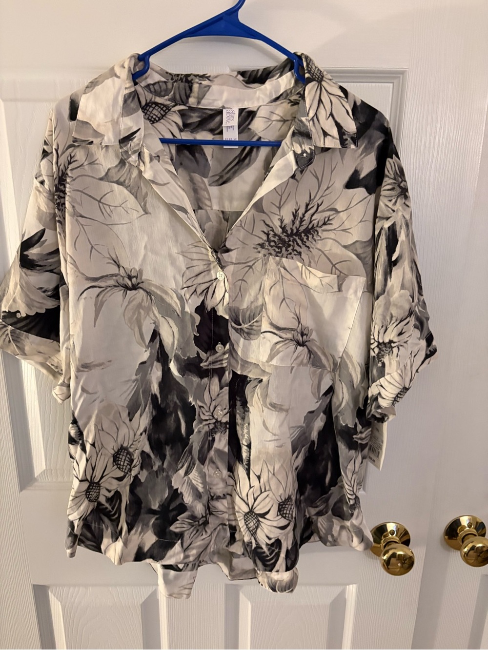 Stars Above Floral Button-Front Women's Sleep Top (XXL) New
